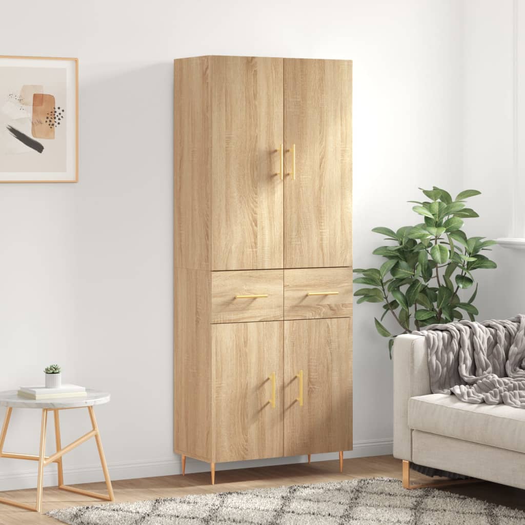 vidaXL Witrynka, dąb sonoma, 69,5x34x180 cm, materiał drewnopochodny