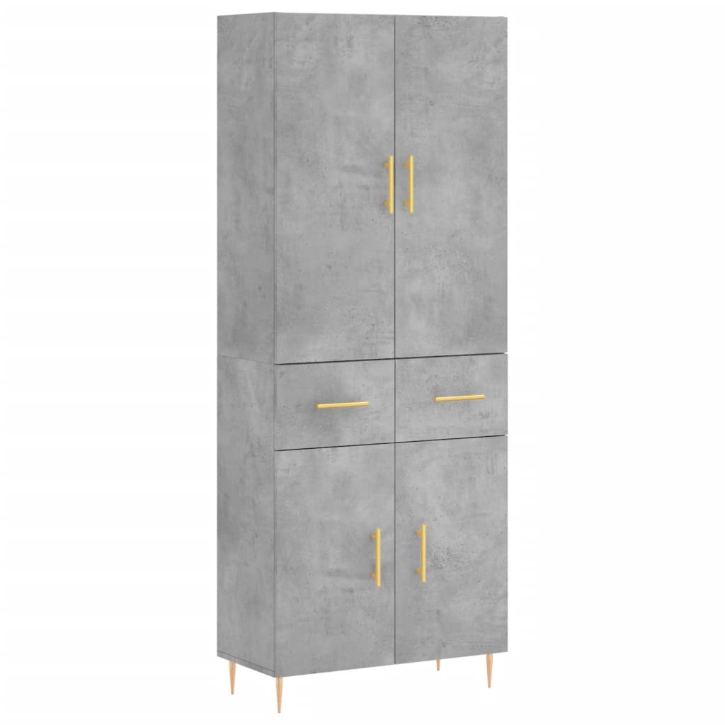 vidaXL Witrynka, szarość betonu 69,5x34x180 cm materiał drewnopochodny