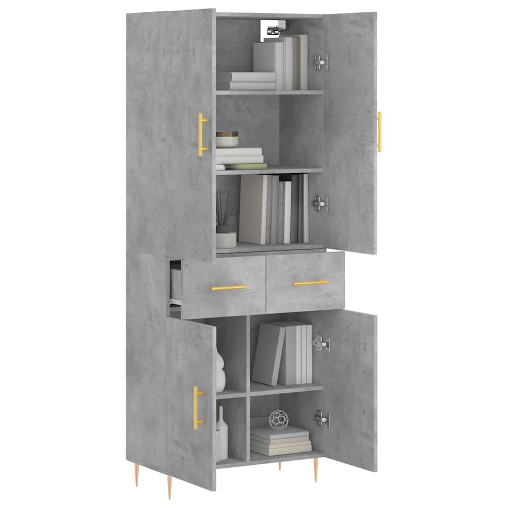 vidaXL Witrynka, szarość betonu 69,5x34x180 cm materiał drewnopochodny