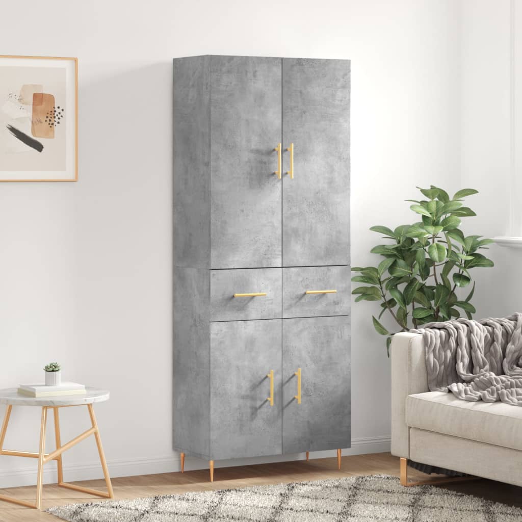 vidaXL Witrynka, szarość betonu 69,5x34x180 cm materiał drewnopochodny
