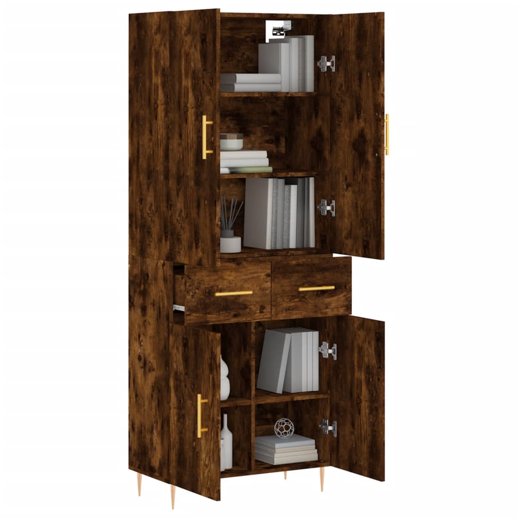 vidaXL Witrynka przydymiony dąb 69,5x34x180 cm materiał drewnopochodny