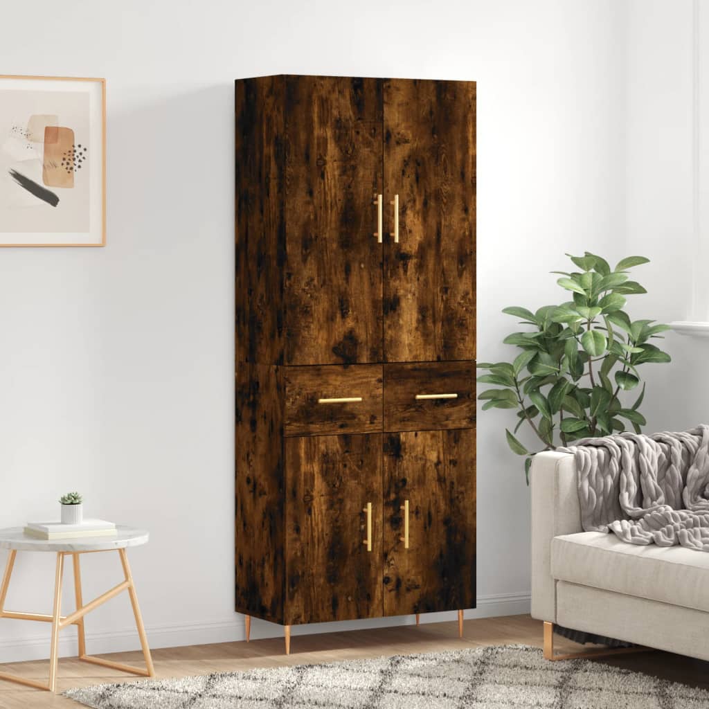 vidaXL Witrynka przydymiony dąb 69,5x34x180 cm materiał drewnopochodny