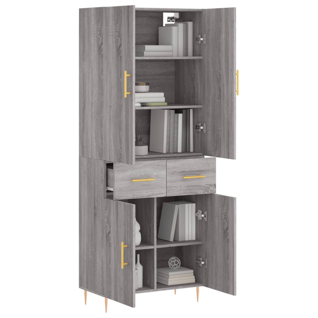vidaXL Witrynka szary dąb sonoma 69,5x34x180cm materiał drewnopochodny