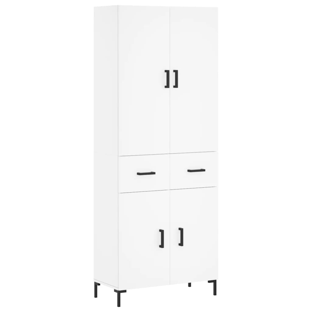 vidaXL Witrynka, biała, 69,5x34x180 cm, materiał drewnopochodny
