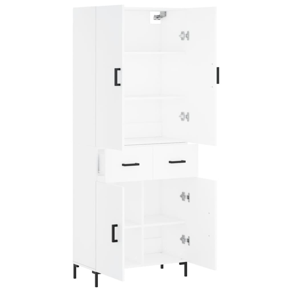 vidaXL Witrynka, biała, 69,5x34x180 cm, materiał drewnopochodny