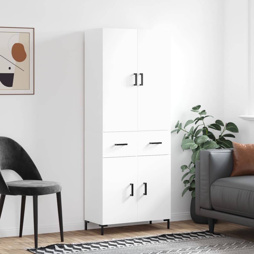 vidaXL Witrynka, biała, 69,5x34x180 cm, materiał drewnopochodny