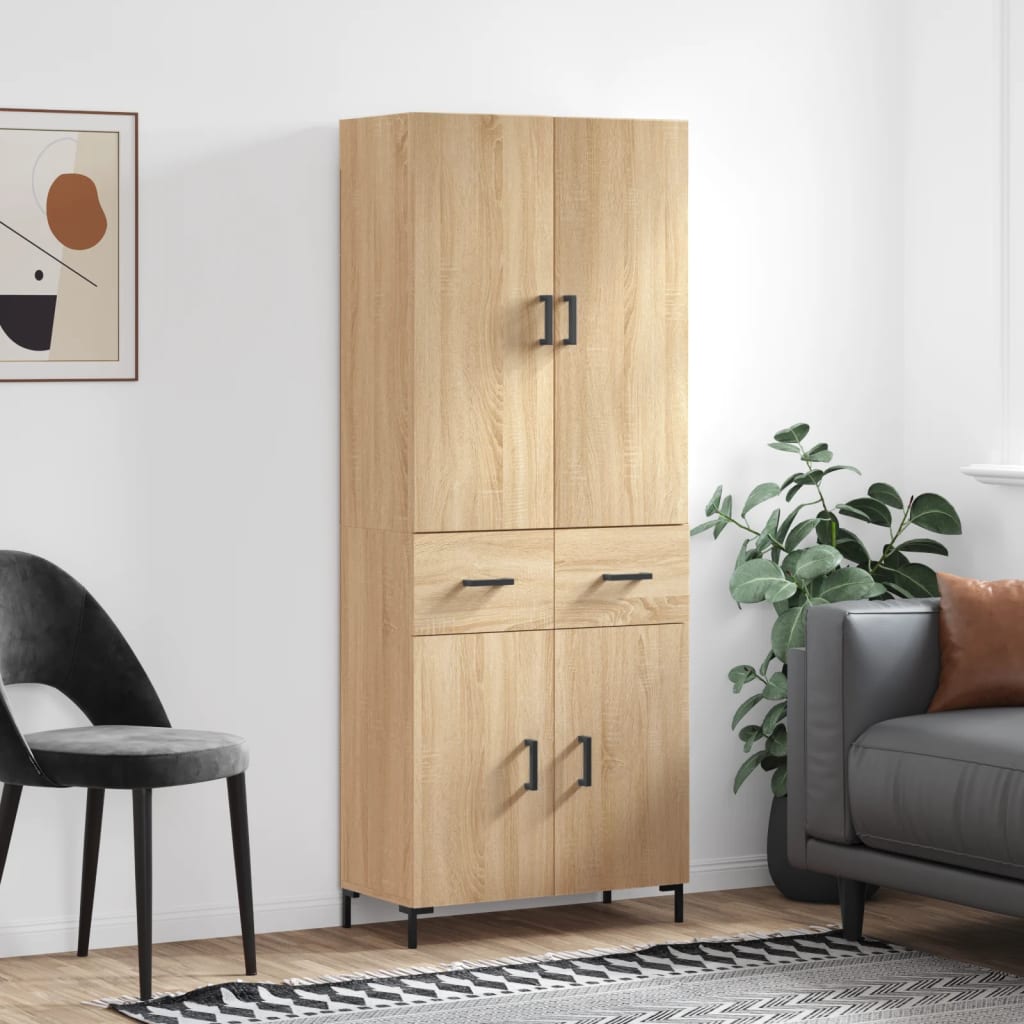 vidaXL Witrynka, dąb sonoma, 69,5x34x180 cm, materiał drewnopochodny