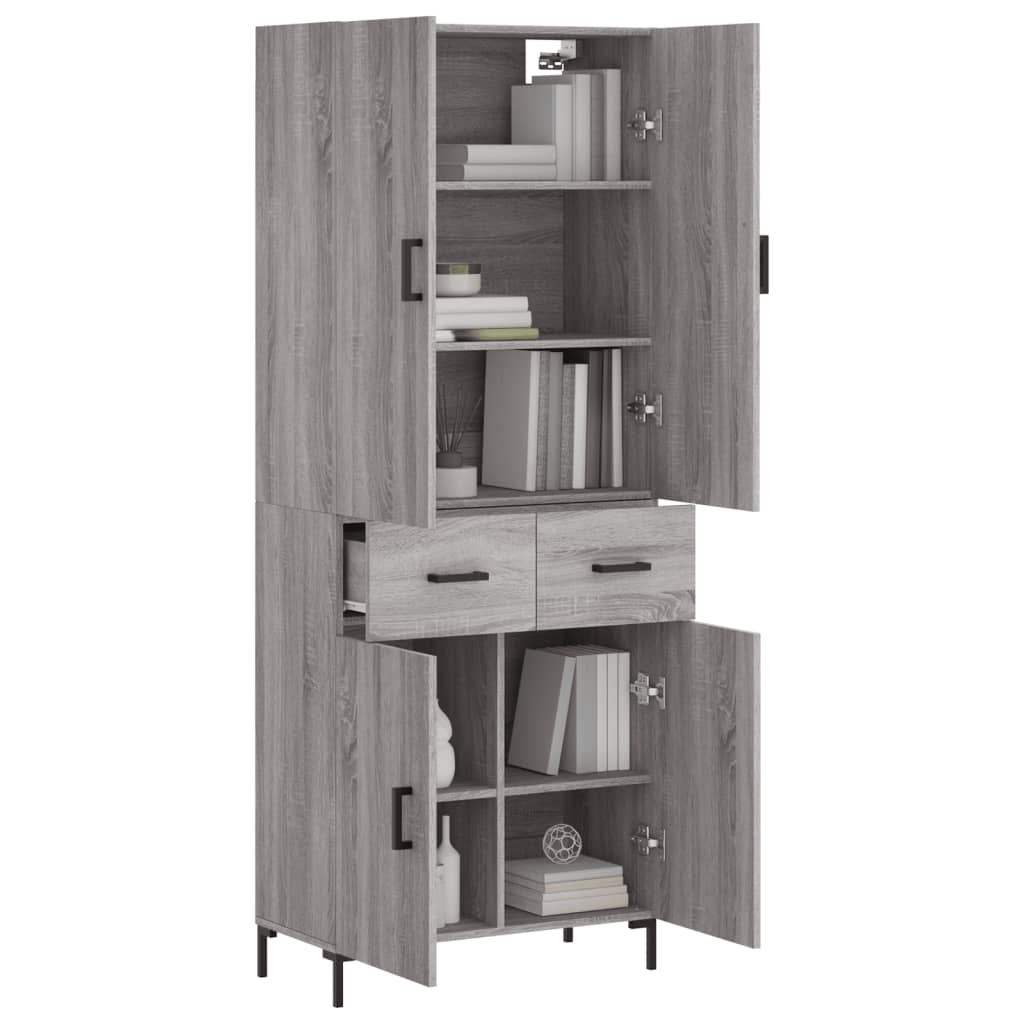 vidaXL Witrynka szary dąb sonoma 69,5x34x180cm materiał drewnopochodny