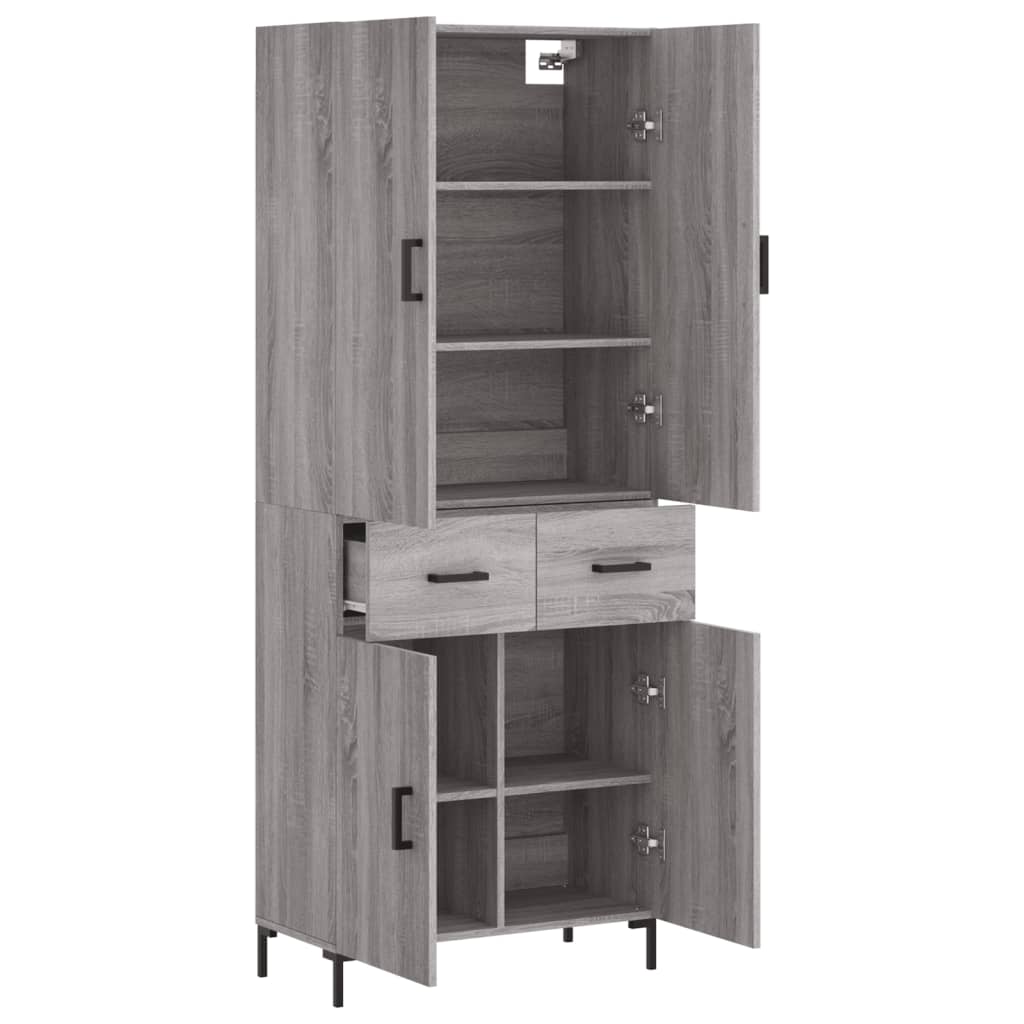 vidaXL Witrynka szary dąb sonoma 69,5x34x180cm materiał drewnopochodny