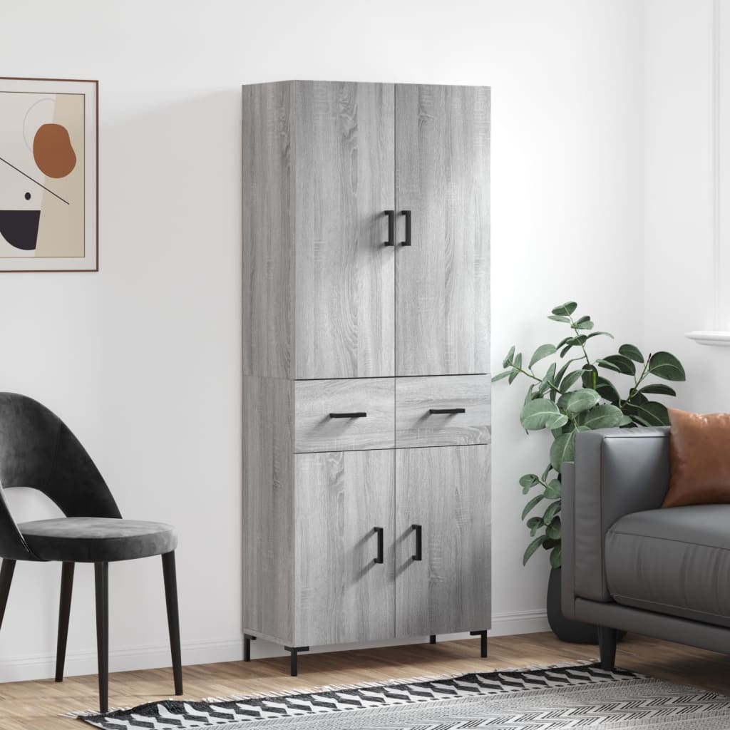 vidaXL Witrynka szary dąb sonoma 69,5x34x180cm materiał drewnopochodny