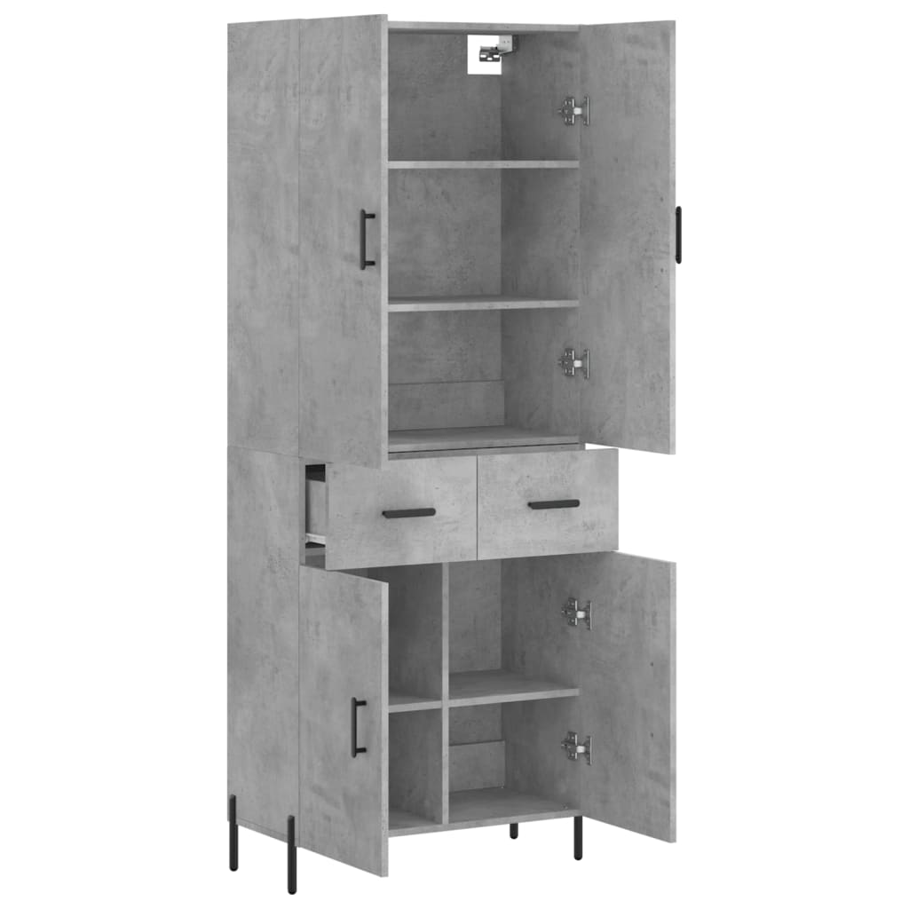vidaXL Witrynka, szarość betonu 69,5x34x180 cm materiał drewnopochodny