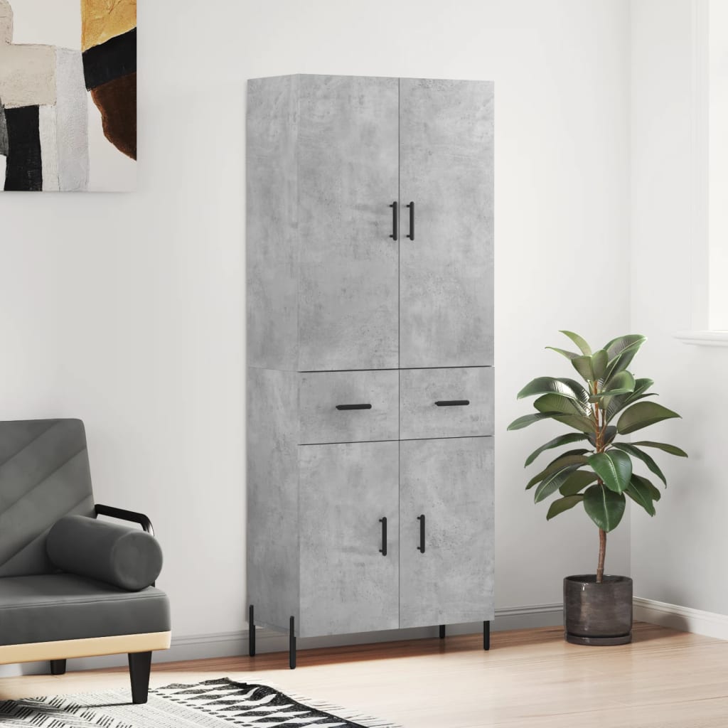 vidaXL Witrynka, szarość betonu 69,5x34x180 cm materiał drewnopochodny