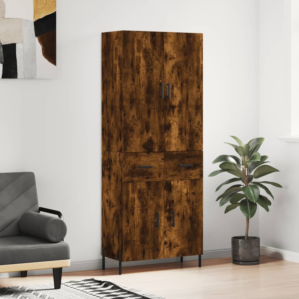 vidaXL Witrynka przydymiony dąb 69,5x34x180 cm materiał drewnopochodny