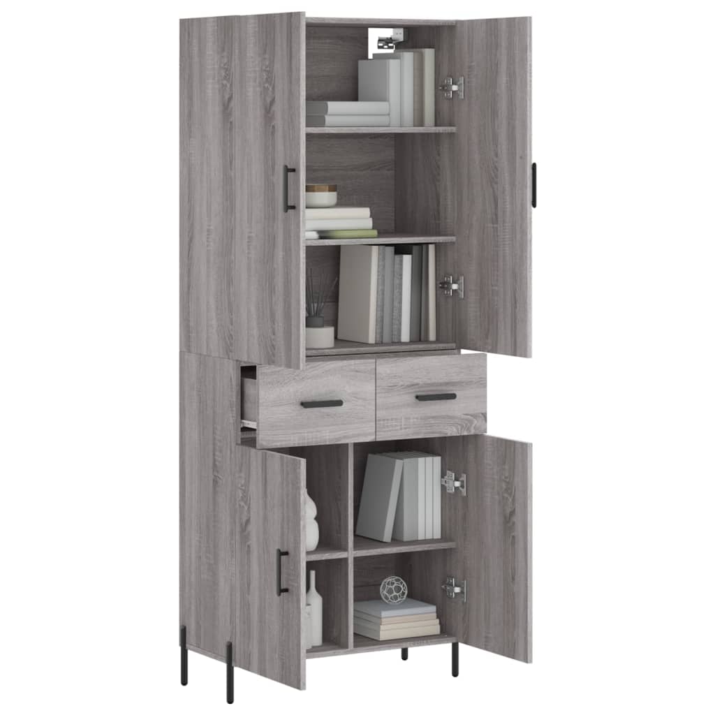vidaXL Witrynka szary dąb sonoma 69,5x34x180cm materiał drewnopochodny