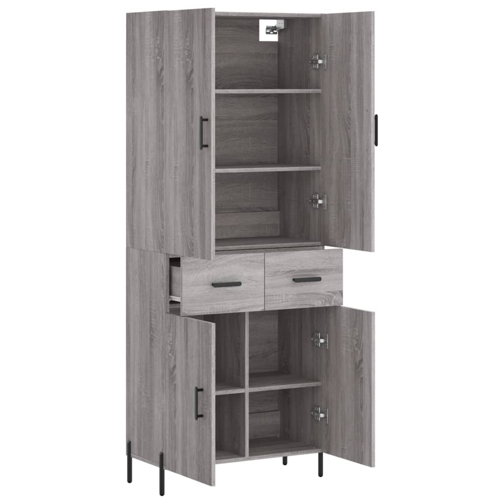 vidaXL Witrynka szary dąb sonoma 69,5x34x180cm materiał drewnopochodny