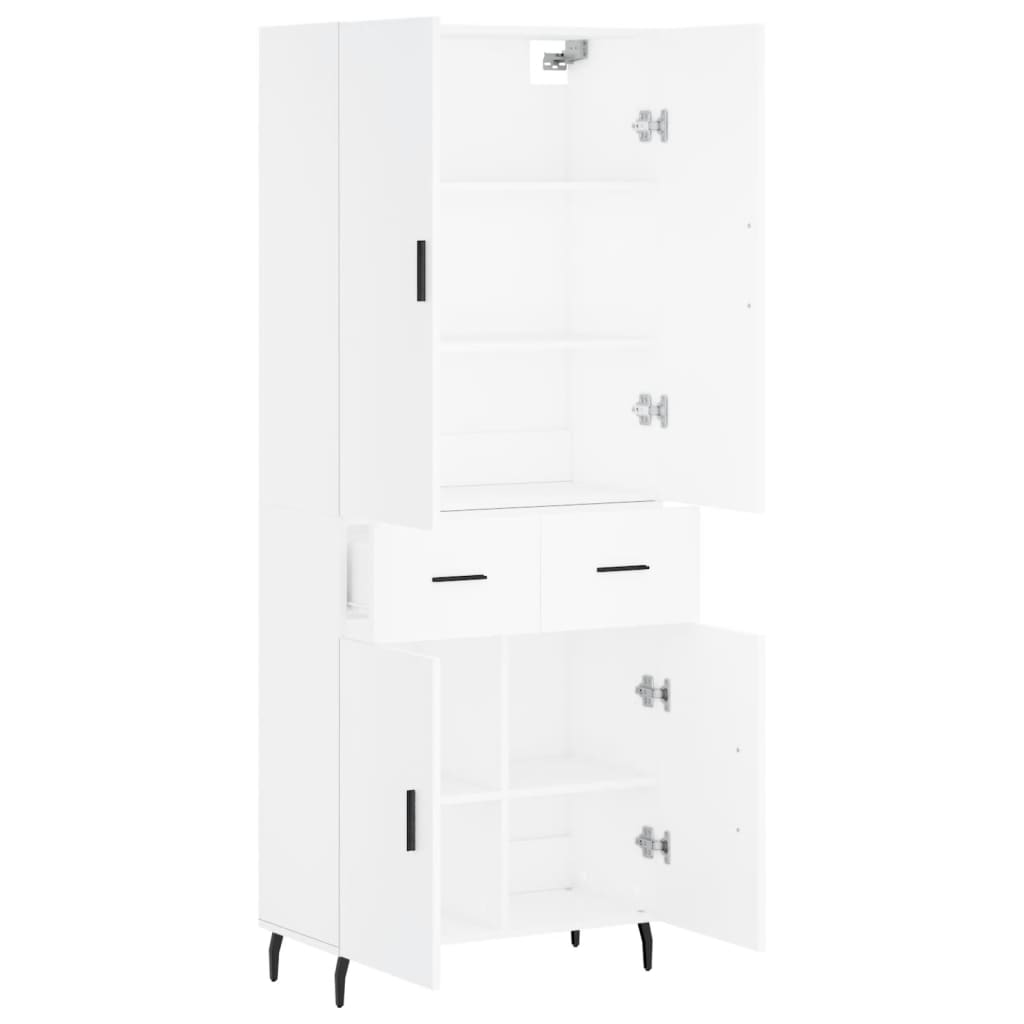 vidaXL Witrynka, biała, 69,5x34x180 cm, materiał drewnopochodny