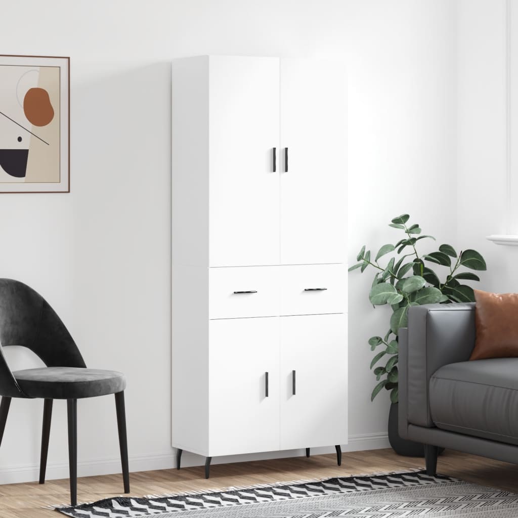 vidaXL Witrynka, biała, 69,5x34x180 cm, materiał drewnopochodny