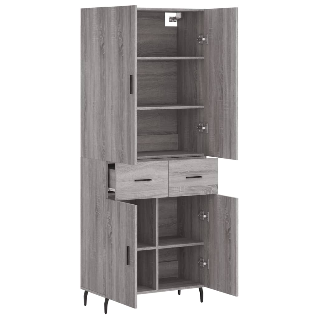 vidaXL Witrynka szary dąb sonoma 69,5x34x180cm materiał drewnopochodny