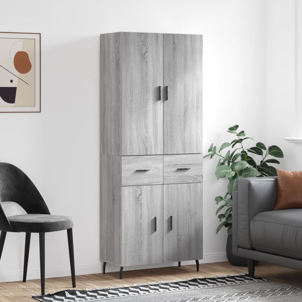 vidaXL Witrynka szary dąb sonoma 69,5x34x180cm materiał drewnopochodny