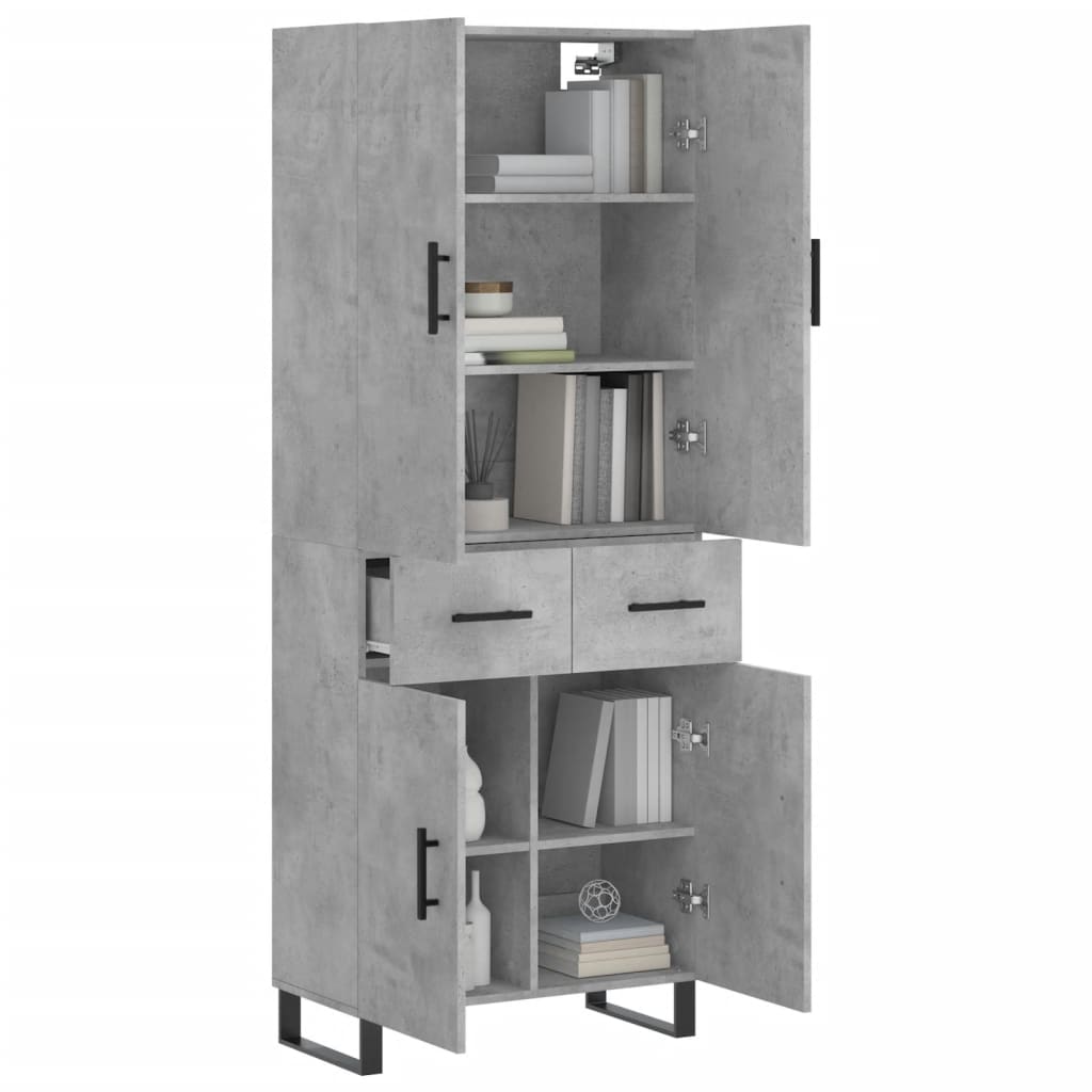 vidaXL Witrynka, szarość betonu 69,5x34x180 cm materiał drewnopochodny