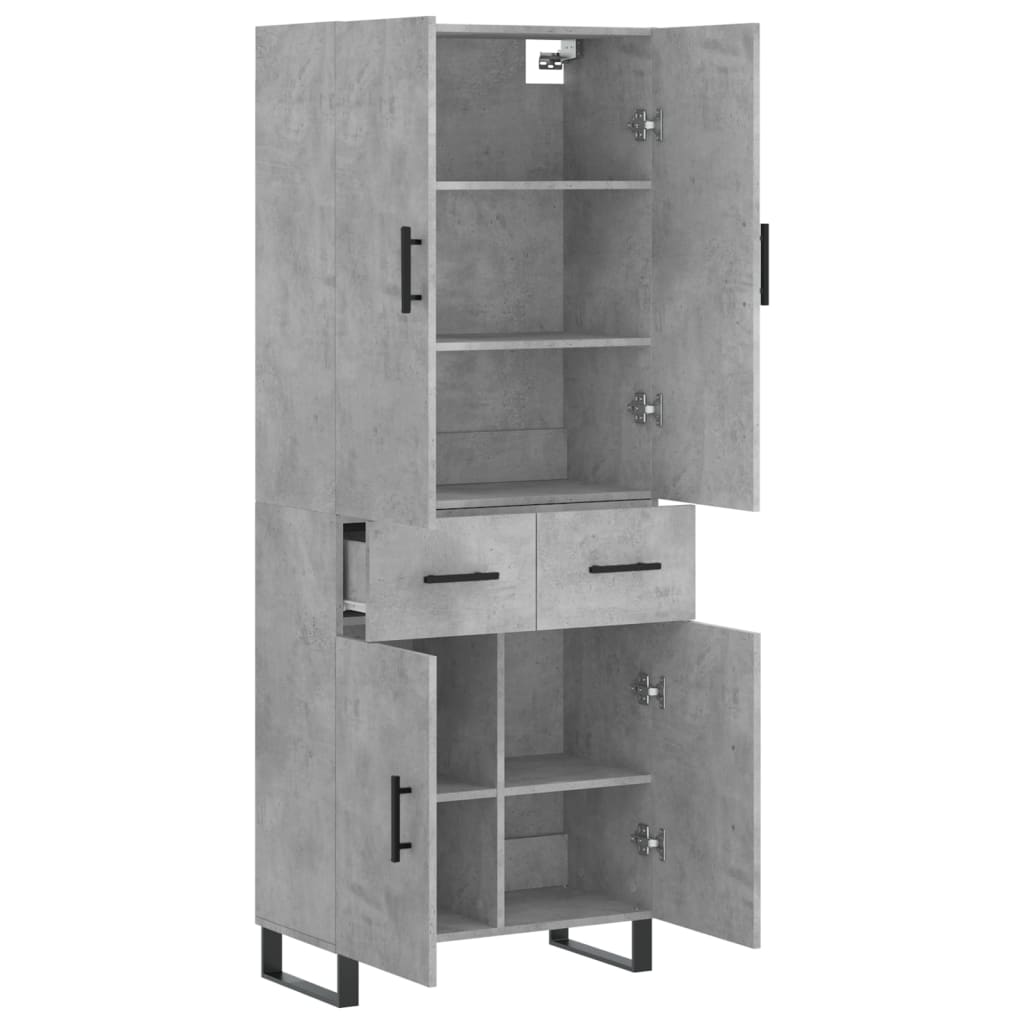 vidaXL Witrynka, szarość betonu 69,5x34x180 cm materiał drewnopochodny