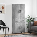 vidaXL Witrynka, szarość betonu 69,5x34x180 cm materiał drewnopochodny