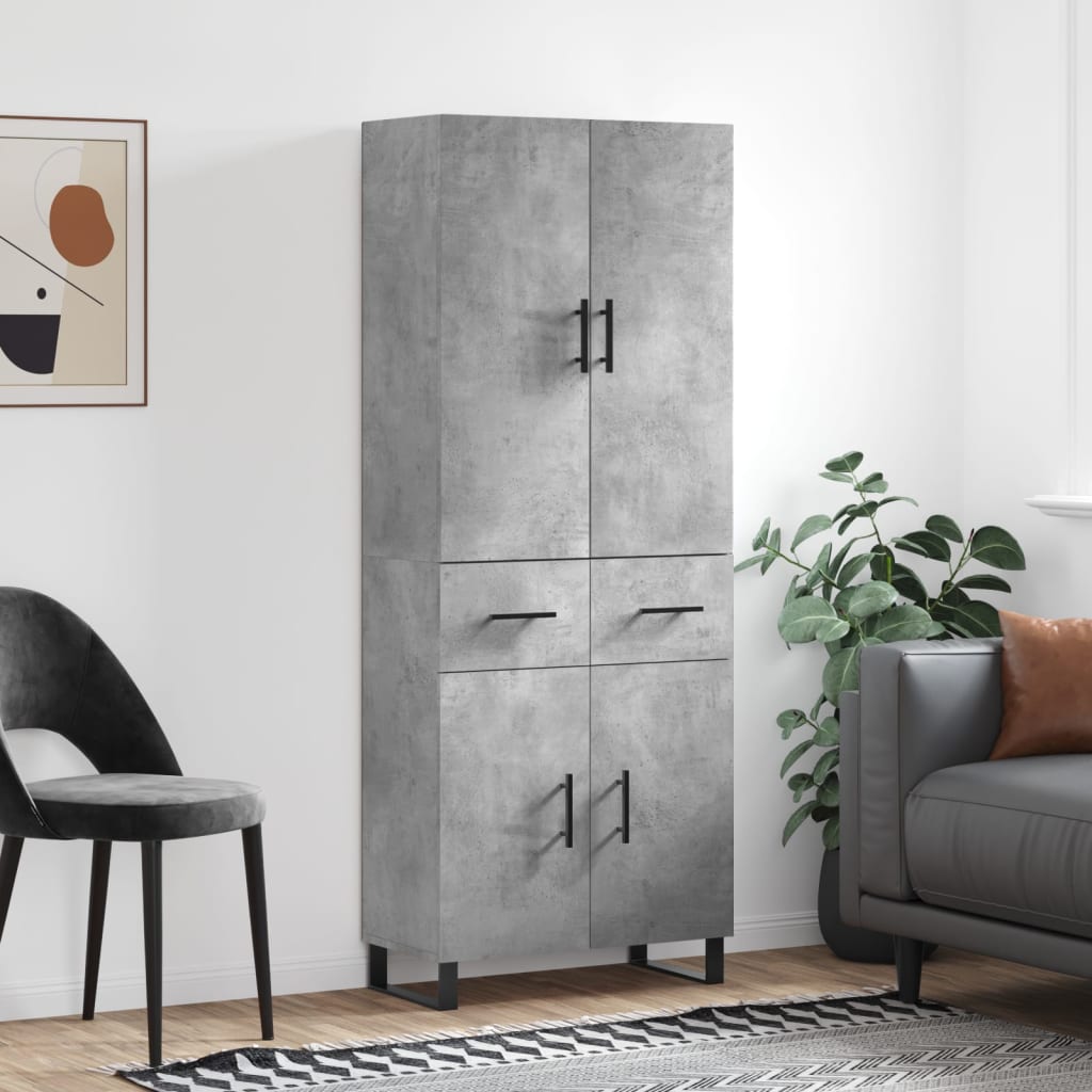 vidaXL Witrynka, szarość betonu 69,5x34x180 cm materiał drewnopochodny