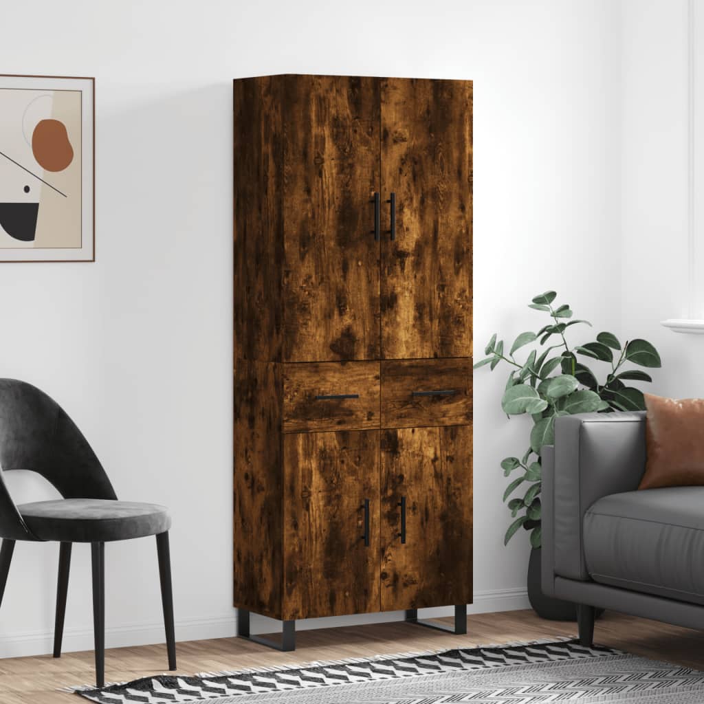 vidaXL Witrynka przydymiony dąb 69,5x34x180 cm materiał drewnopochodny