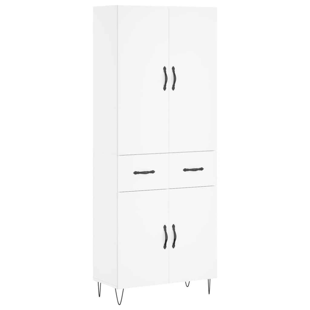 vidaXL Witrynka, biała, 69,5x34x180 cm, materiał drewnopochodny