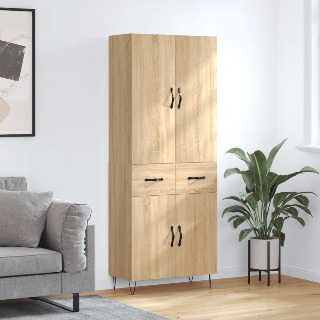 vidaXL Witrynka, dąb sonoma, 69,5x34x180 cm, materiał drewnopochodny