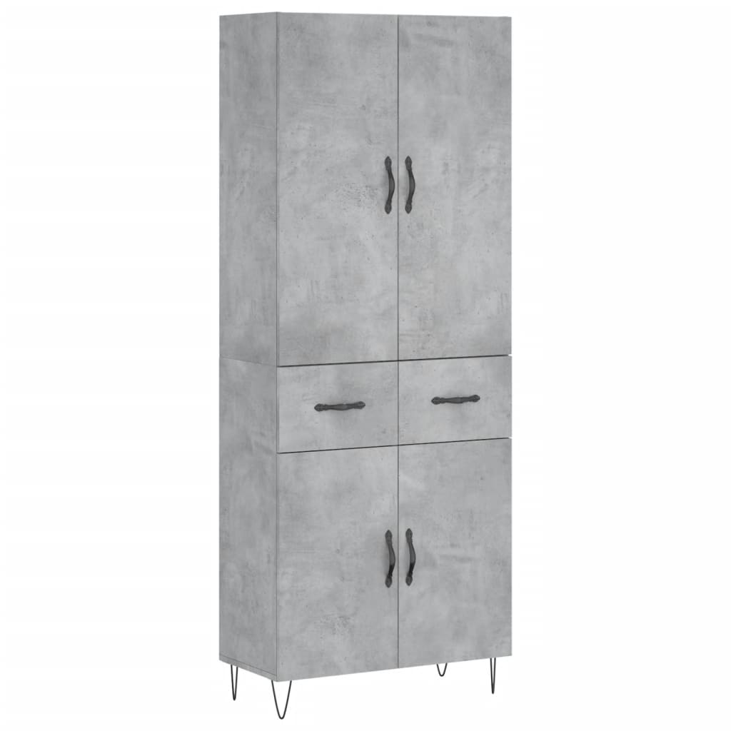 vidaXL Witrynka, szarość betonu 69,5x34x180 cm materiał drewnopochodny