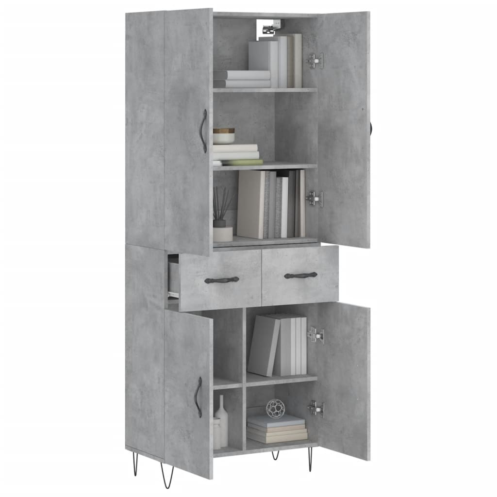 vidaXL Witrynka, szarość betonu 69,5x34x180 cm materiał drewnopochodny