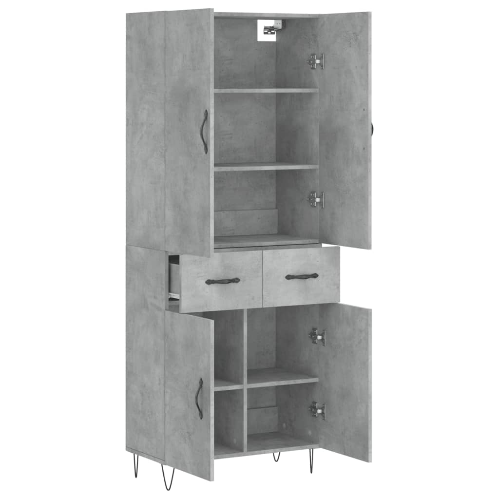 vidaXL Witrynka, szarość betonu 69,5x34x180 cm materiał drewnopochodny