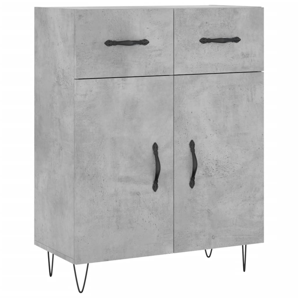 vidaXL Witrynka, szarość betonu 69,5x34x180 cm materiał drewnopochodny