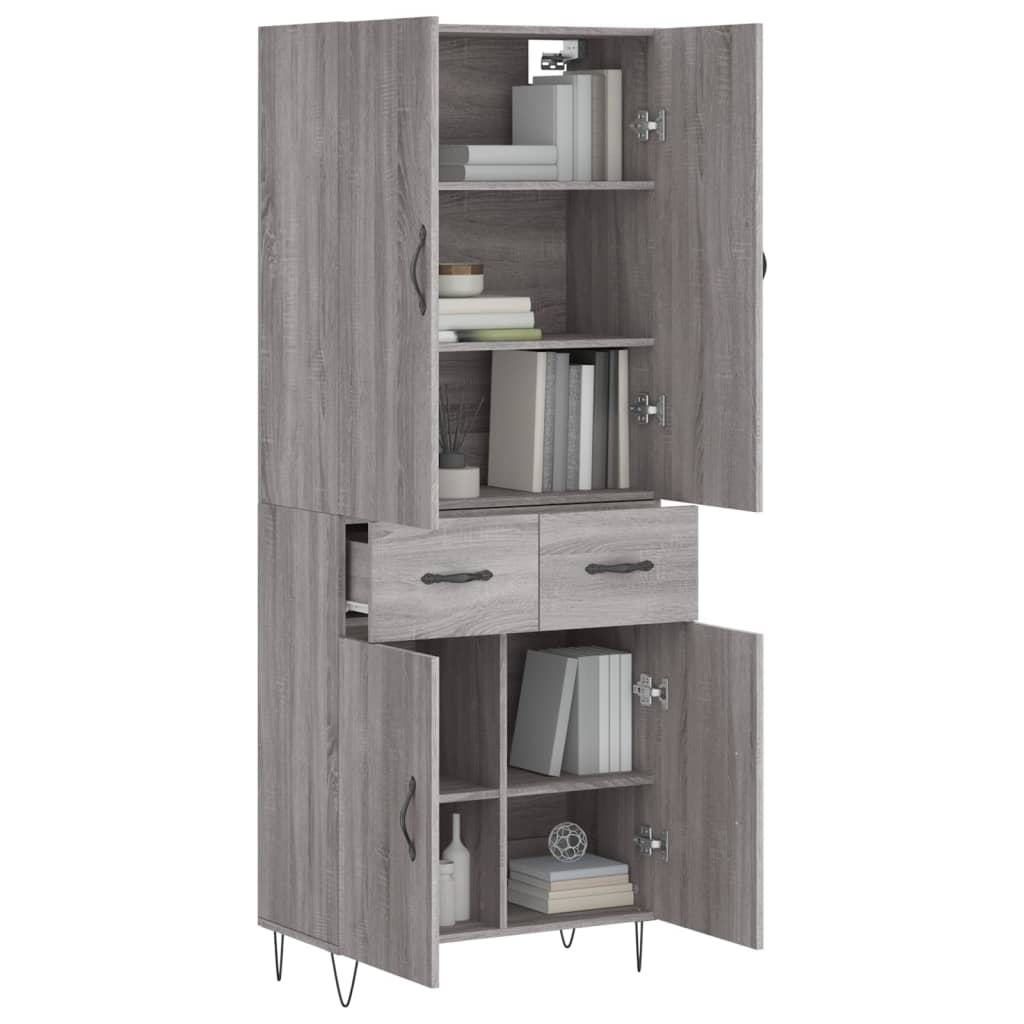 vidaXL Witrynka szary dąb sonoma 69,5x34x180cm materiał drewnopochodny