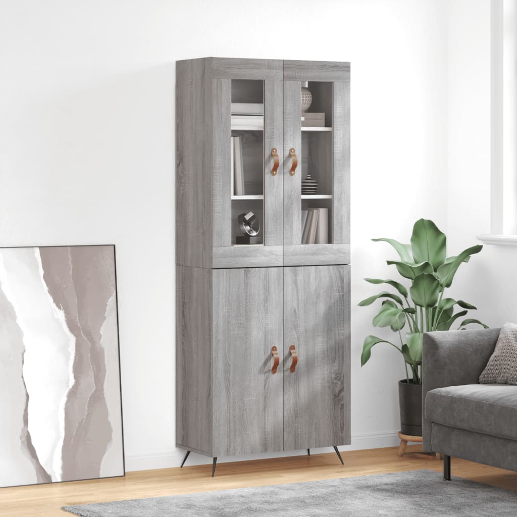 vidaXL Witrynka szary dąb sonoma 69,5x34x180cm materiał drewnopochodny