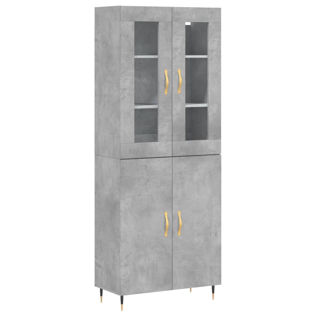 vidaXL Witrynka, szarość betonu 69,5x34x180 cm materiał drewnopochodny
