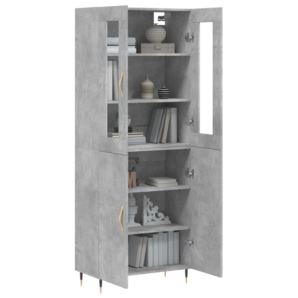 vidaXL Witrynka, szarość betonu 69,5x34x180 cm materiał drewnopochodny