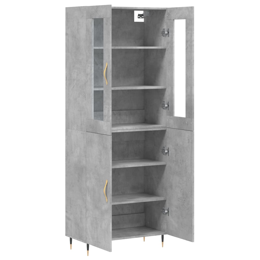 vidaXL Witrynka, szarość betonu 69,5x34x180 cm materiał drewnopochodny
