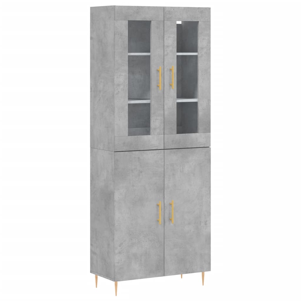 vidaXL Witrynka, szarość betonu 69,5x34x180 cm materiał drewnopochodny