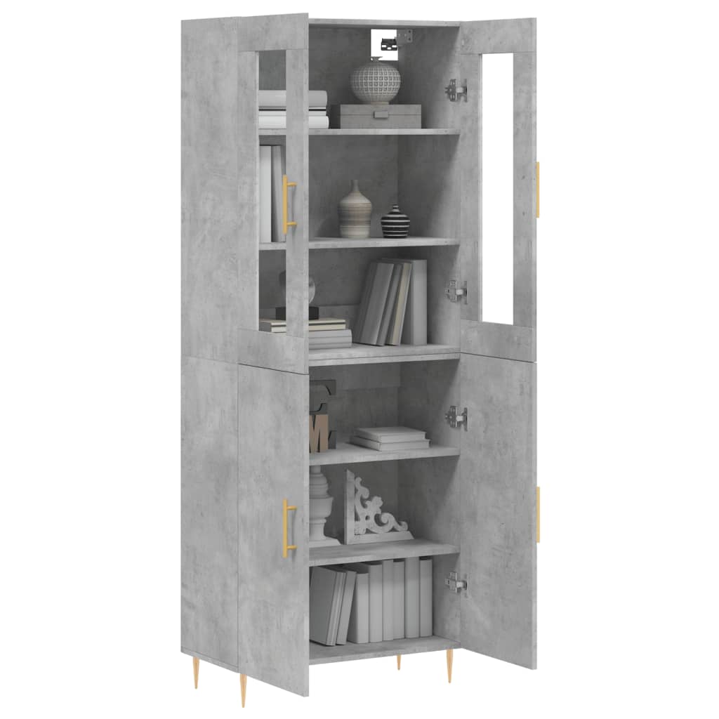 vidaXL Witrynka, szarość betonu 69,5x34x180 cm materiał drewnopochodny