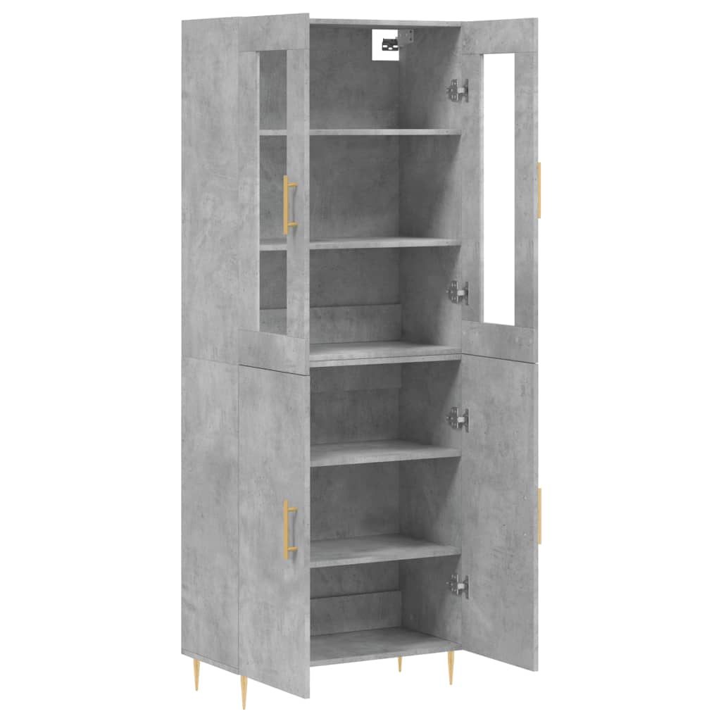 vidaXL Witrynka, szarość betonu 69,5x34x180 cm materiał drewnopochodny