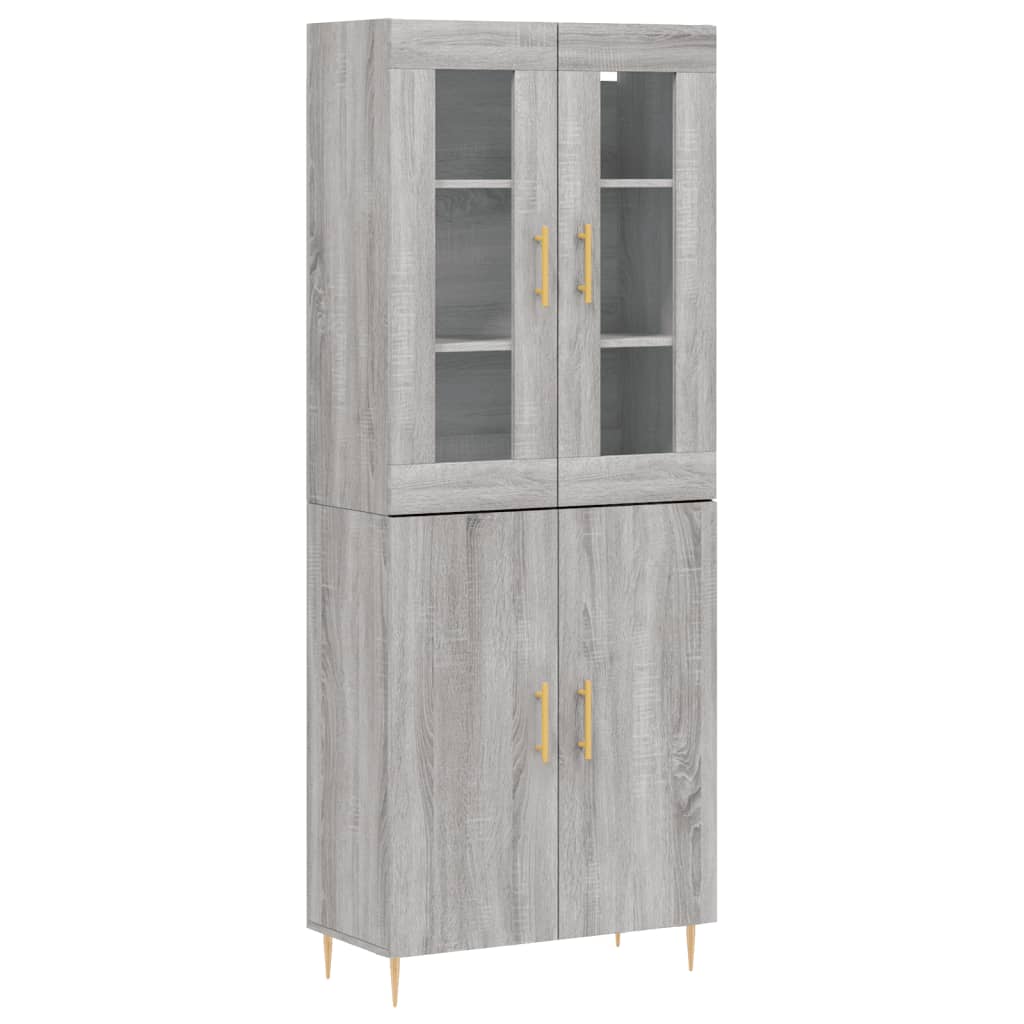 vidaXL Witrynka szary dąb sonoma 69,5x34x180cm materiał drewnopochodny