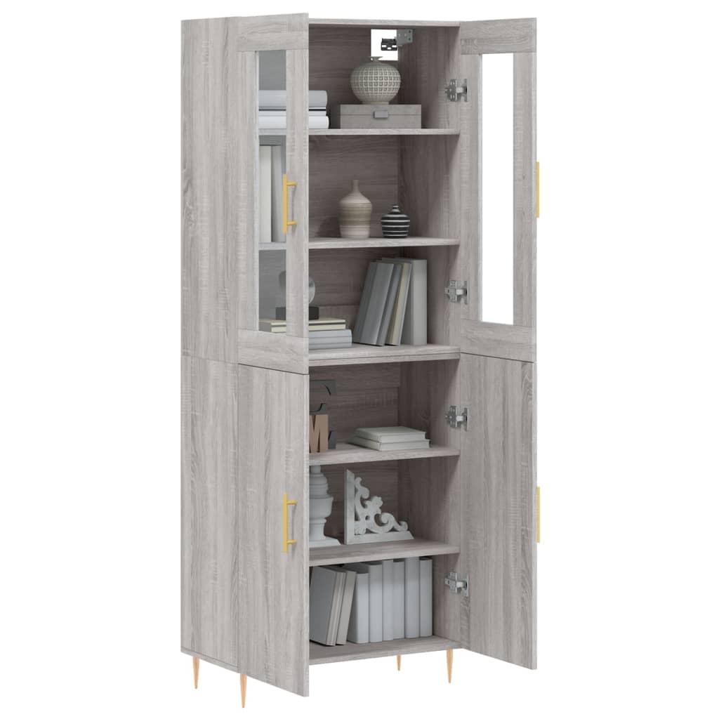 vidaXL Witrynka szary dąb sonoma 69,5x34x180cm materiał drewnopochodny