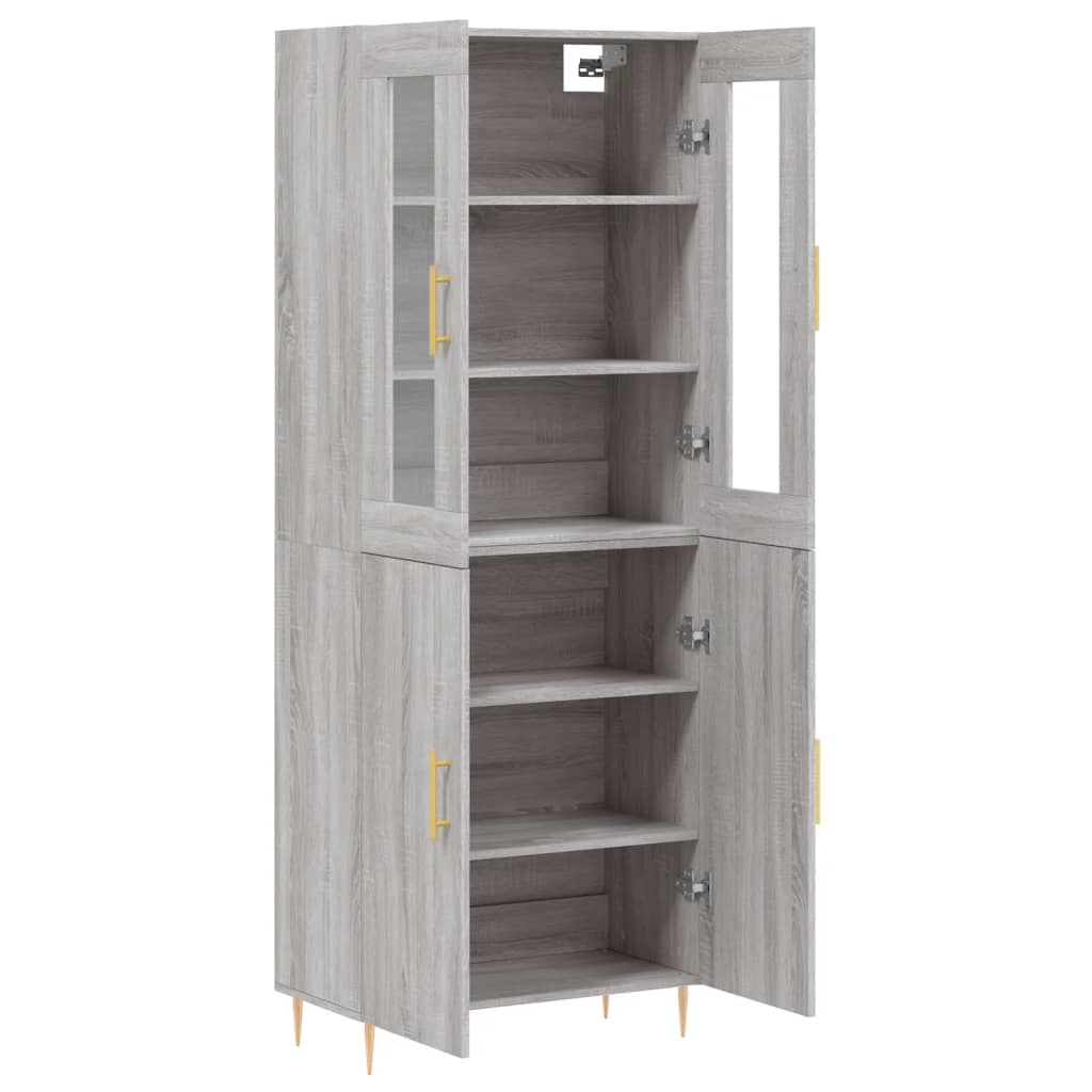 vidaXL Witrynka szary dąb sonoma 69,5x34x180cm materiał drewnopochodny