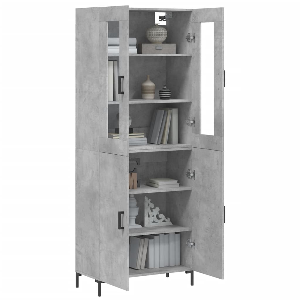 vidaXL Witrynka, szarość betonu 69,5x34x180 cm materiał drewnopochodny