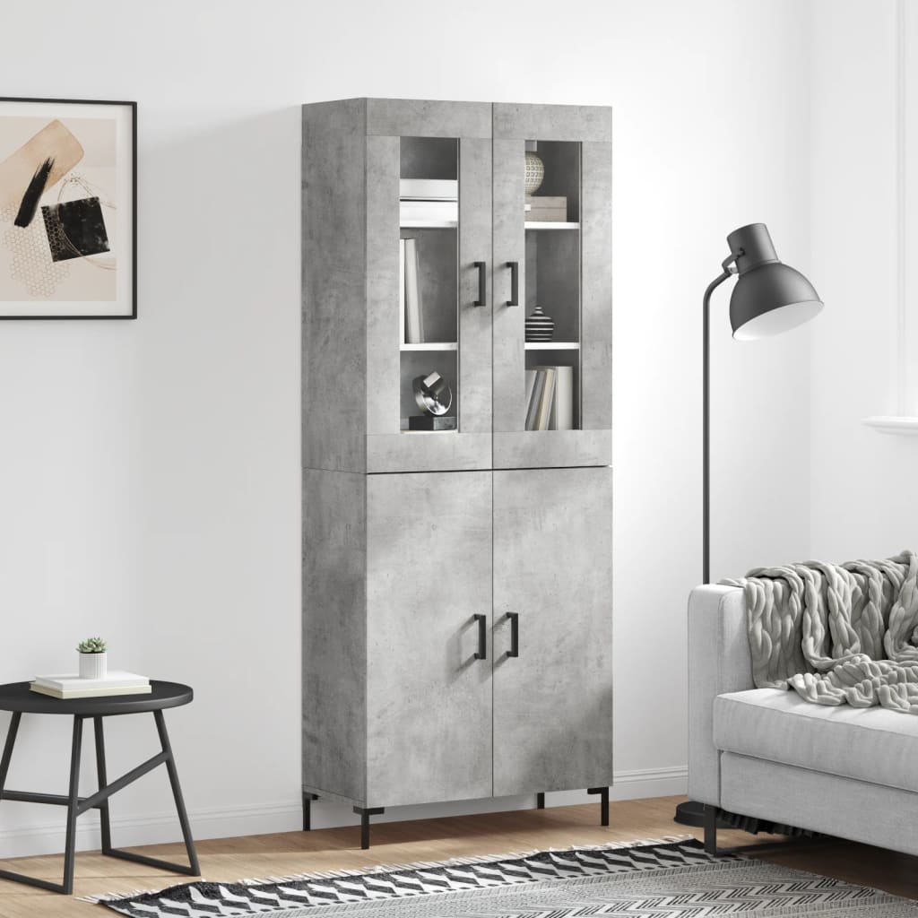 vidaXL Witrynka, szarość betonu 69,5x34x180 cm materiał drewnopochodny