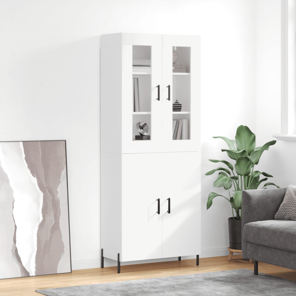 vidaXL Witrynka, biała, 69,5x34x180 cm, materiał drewnopochodny