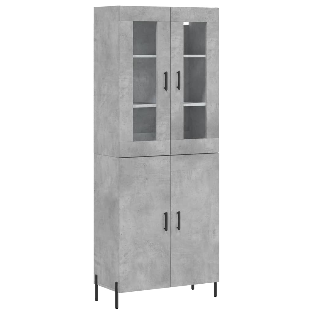 vidaXL Witrynka, szarość betonu 69,5x34x180 cm materiał drewnopochodny