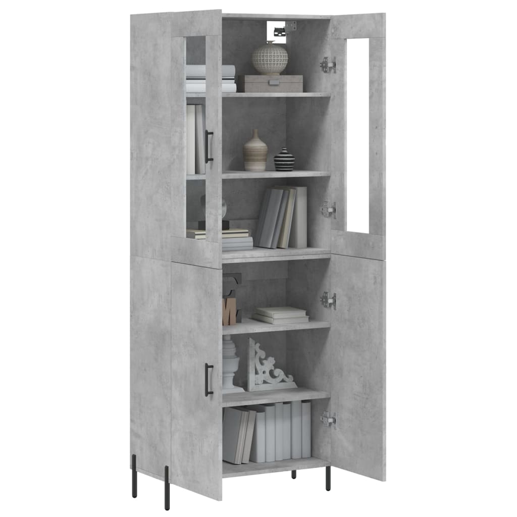 vidaXL Witrynka, szarość betonu 69,5x34x180 cm materiał drewnopochodny